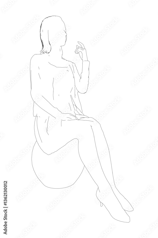 A woman is sitting on a ball. She is wearing a dress and has her hands on her hips A woman is sitting on a ball. She is wearing a dress and has her hands on her hips
