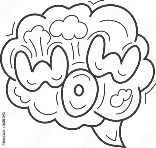 WOW word, Comic-style zap, bam, and smoke sketch elements for dynamic designs.