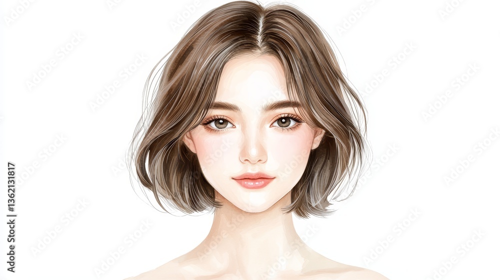 Obraz premium Captivating portrait woman with chic short haircut and expressive brown eyes