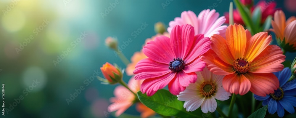 Obraz premium Colorful flowers in a bunch , illustration, spring