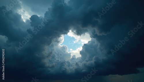 Dramatic storm clouds with a massive hole in them , hole, dramatic, nature