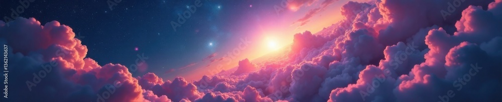 Naklejka premium Ethereal celestial body amidst swirling cosmic clouds, space, abstract, universe