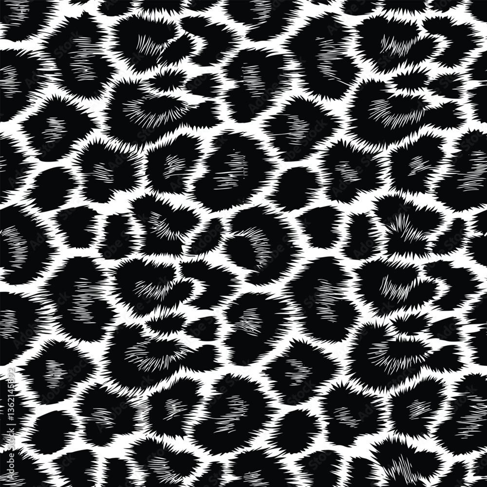 Monochrome Leopard Spot Line Art Pattern Monochrome Leopard Spot Line Art Pattern