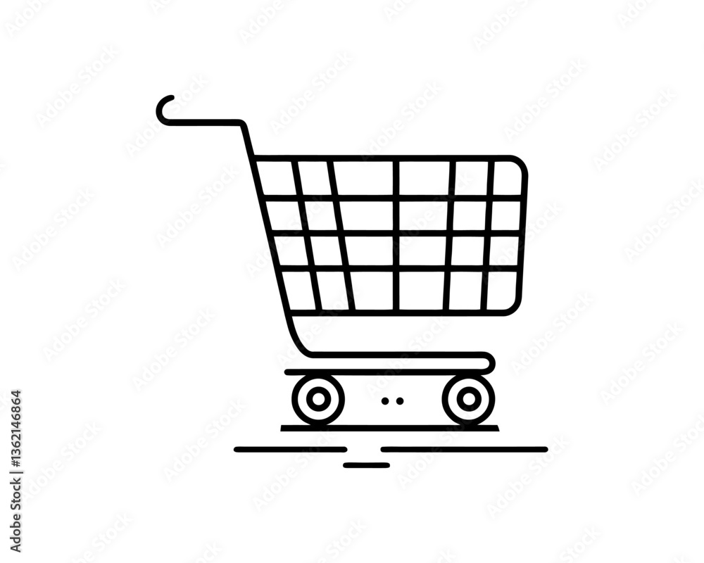 Shopping cart icon for online shopping and retail design. Line art shopping cart icon outline vector illustration Shopping cart icon for online shopping and retail design. Line art shopping cart icon outline vector illustration