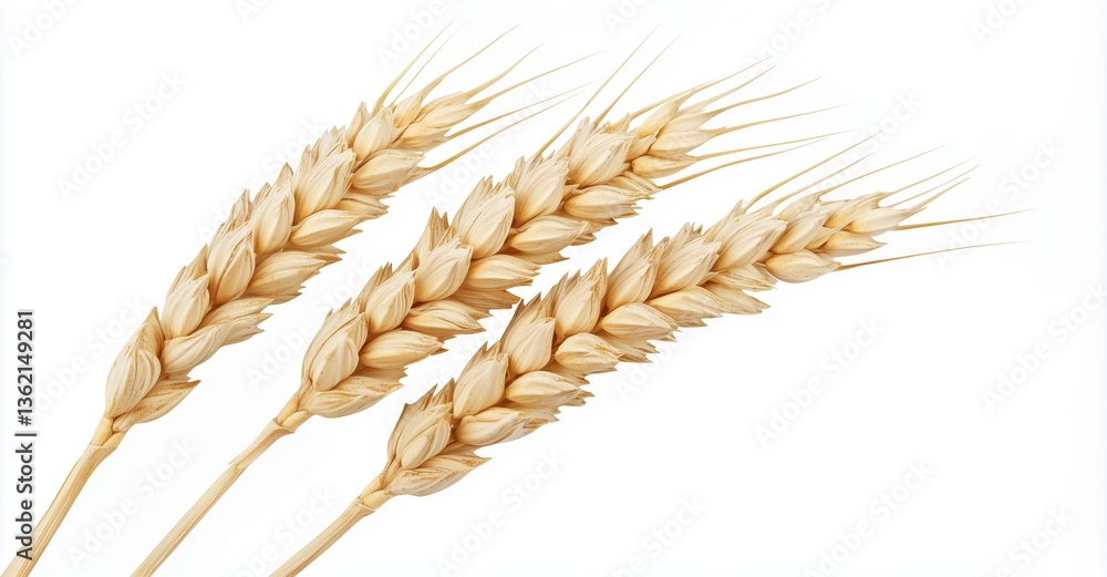 Wheat ear isolated on white background with clipping path, hight detailed upscaled image Wheat ear isolated on white background with clipping path, hight detailed upscaled image