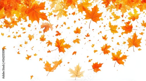 Leaves Falling Isolated. Autumn Maple Leaves in Orange Floating Overlay illustration