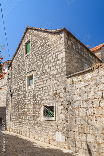 Jelsa old town on the Adriatic island of Hvar in the county of Split-Dalmatia in Croatia