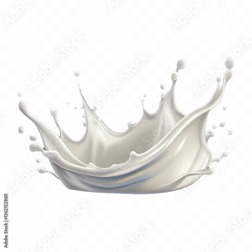 abstract 3d white liquid milk splash with clipping pathisolated on white 