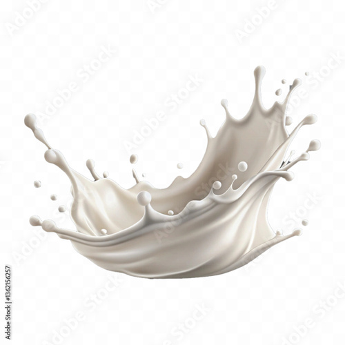 abstract 3d white liquid milk splash with clipping pathisolated on white 