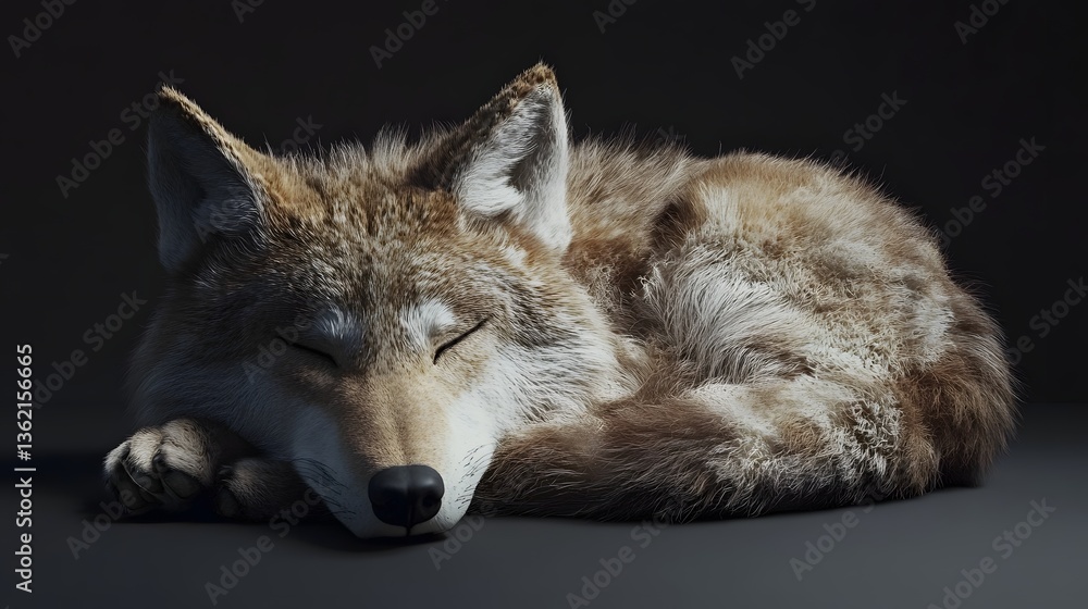 Fototapeta premium and detailed sleeping wolf
