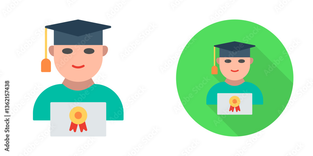 Unique Student Holding Degree Vector Icon Unique Student Holding Degree Vector Icon