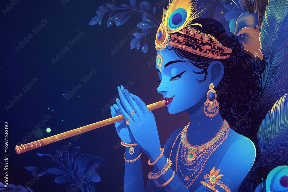 Krishna Divine Flute Player Art Picture Krishna Divine Flute Player Art Picture