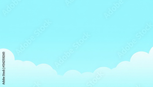 Clear sky with fluffy clouds on a summer day, serene atmosphere
