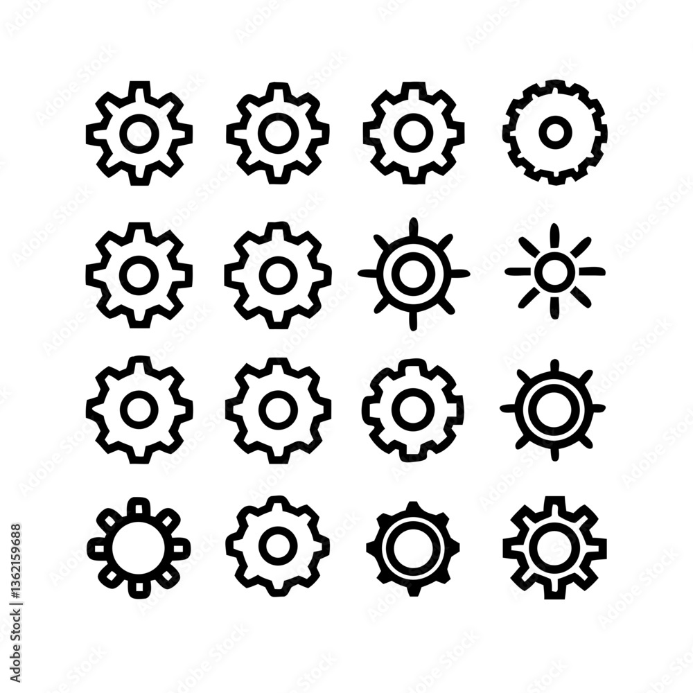 Gear Mechanism Icons Gear Mechanism Icons