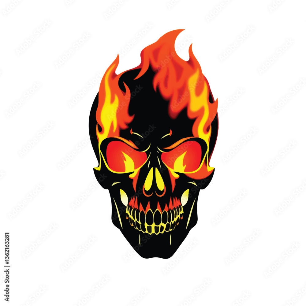 Fire Skull, Skeletal rock Logo. burning skull logo design. Skull logo. Vector illustration.
Fire Skull, Skeletal rock Logo. burning skull logo design. Skull logo. Vector illustration.