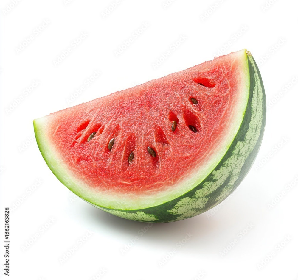 Watermelon Slice Close Up Showing Juicy Red Fruit with Seeds Watermelon Slice Close Up Showing Juicy Red Fruit with Seeds