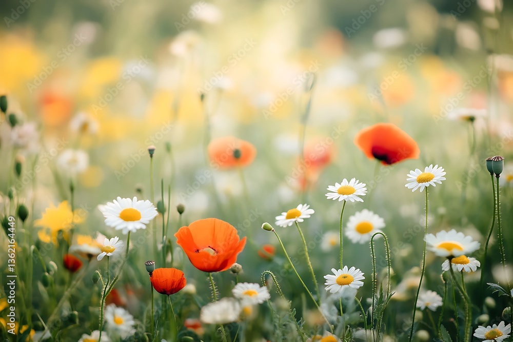Naklejka premium Summer Blooms A Vibrant Wildflower Field