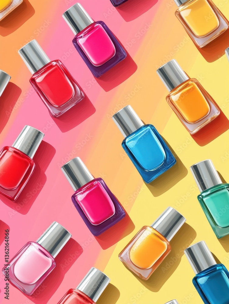 Colorful Nail polish pattern background,Bottles of nail polish, each containing liquid cosmetics,Set colors nail polish isolated on color background,beauty,fashion concept,space for text. Colorful Nail polish pattern background,Bottles of nail polish, each containing liquid cosmetics,Set colors nail polish isolated on color background,beauty,fashion concept,space for text.