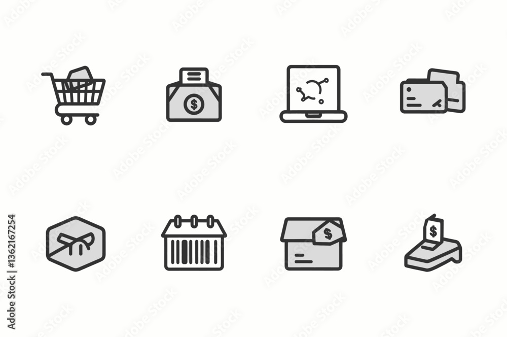 Modern Black UI Icons for Finance & Digital Marketing – Payment, Cryptocurrency, Social Media, and E-Commerce Symbols Modern Black UI Icons for Finance & Digital Marketing – Payment, Cryptocurrency, Social Media, and E-Commerce Symbols