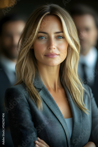 Wallpaper Mural Businesswoman in suit with coworkers in background Torontodigital.ca