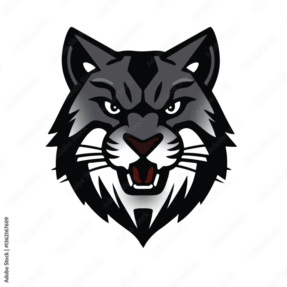 Obraz premium Bobcat logo on white background. Bobcat head. Vector illustration. 