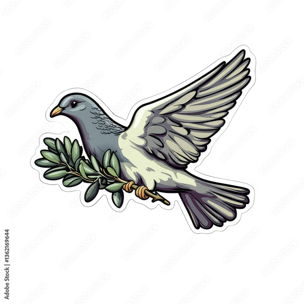 Obraz premium Dove of Peace with Olive Branch Vector Illustration