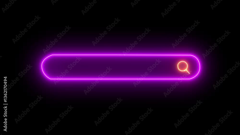 Seamless Loop Searching Bar Flicker Neon Light Button Sign Symbol. The concept of a search bar in the browser for advertising or SEARCHING . Vibrant glow neon search bar Animation Seamless Loop Searching Bar Flicker Neon Light Button Sign Symbol. The concept of a search bar in the browser for advertising or SEARCHING . Vibrant glow neon search bar Animation