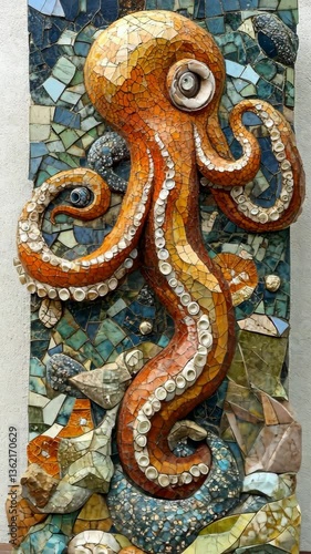 Wallpaper Mural Vibrant mosaic artwork of an octopus displayed on a wall in an artistic setting Torontodigital.ca