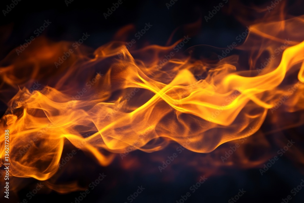 Fototapeta premium Bright Fiery Flames Burning Against Dark Background for Intense Effect