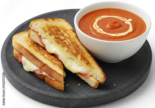 A Delicious Grilled Cheese Sandwich and Creamy Tomato Soup