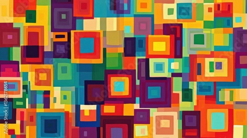 A colorful pattern of squares and rectangles illustration