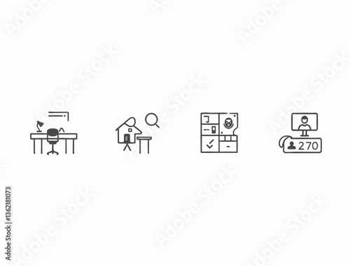Sleek Monochrome Business Icon Pack – Minimalist Symbols for Banking, Investment, Web Services, and Data Analytics