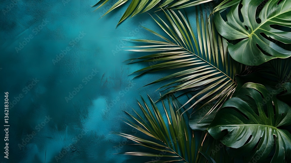 Lush tropical foliage background with copy space Lush tropical foliage background with copy space