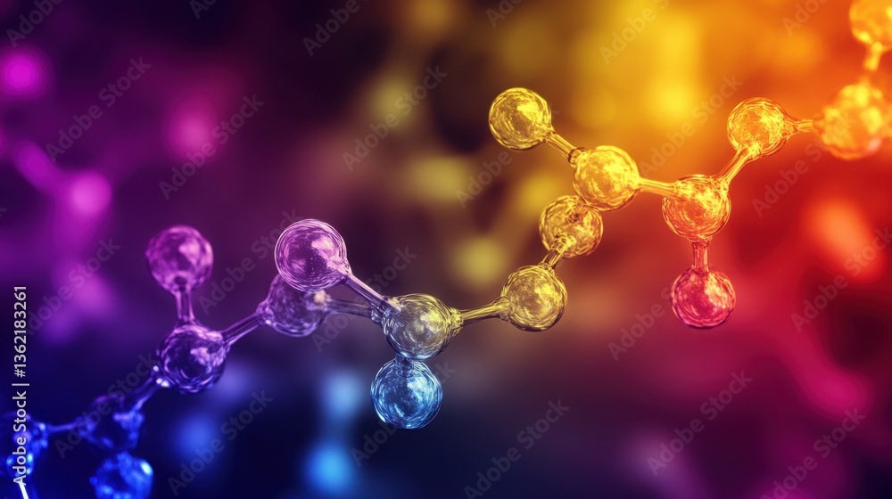 A molecular biology concept with illuminated atoms forming new chemical compounds. A molecular biology concept with illuminated atoms forming new chemical compounds.