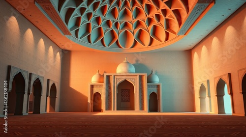 Ornate interior design features domed structures and decorative elements