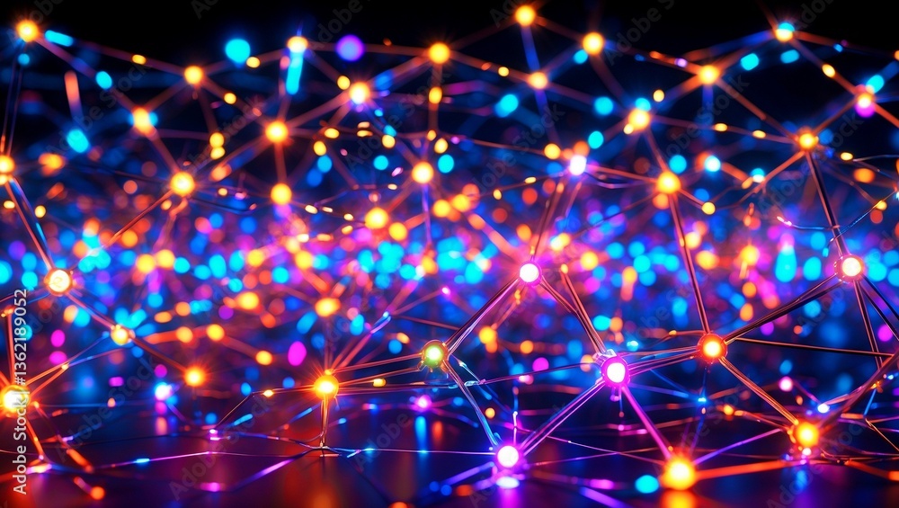Fototapeta premium Vibrant interconnected lights creating a digital network