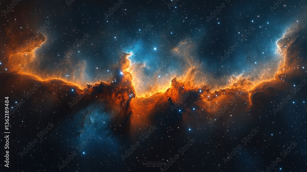 A beautiful vibrant nebula with bright colors and many stars A beautiful vibrant nebula with bright colors and many stars