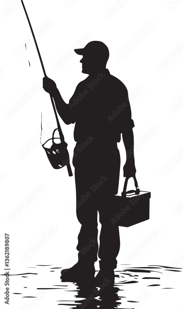 Obraz premium fisherman with fishing rod