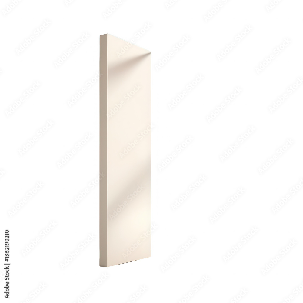A clean, minimalistic die-cut design featuring a vertical panel. Perfect for showcasing modern architecture or interior design concepts against a white isolated background. A clean, minimalistic die-cut design featuring a vertical panel. Perfect for showcasing modern architecture or interior design concepts against a white isolated background.