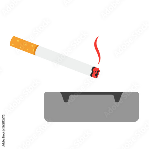 burning cigarette with ashtray vector illustration isolated