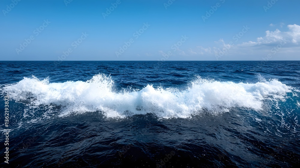 Fototapeta premium Detailed view of dynamic ocean waves forming mesmerizing ripples foam and fluid patterns in deep shades of blue and white showcasing the natural beauty and design of the sea