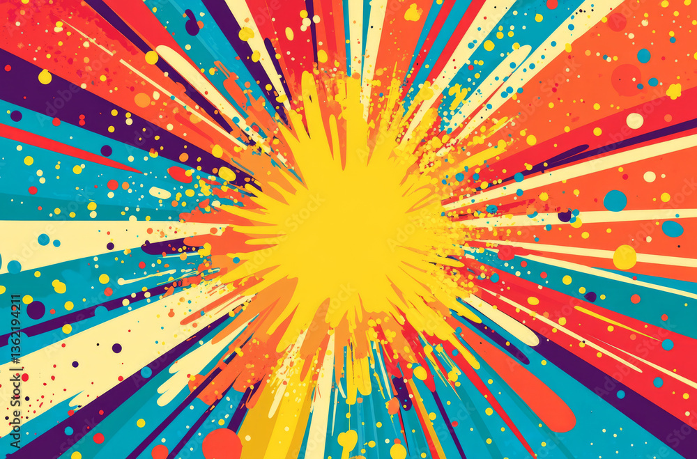 Colorful explosion shows burst of overwhelming joy and excitement Colorful explosion shows burst of overwhelming joy and excitement