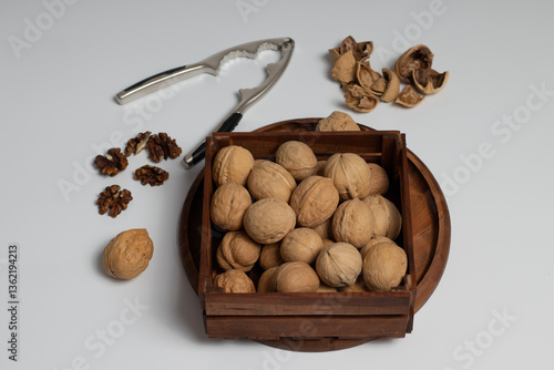 Walnuts and nutcracker
