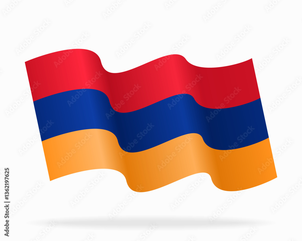 Armenian flag wavy background layout. Vector illustration.