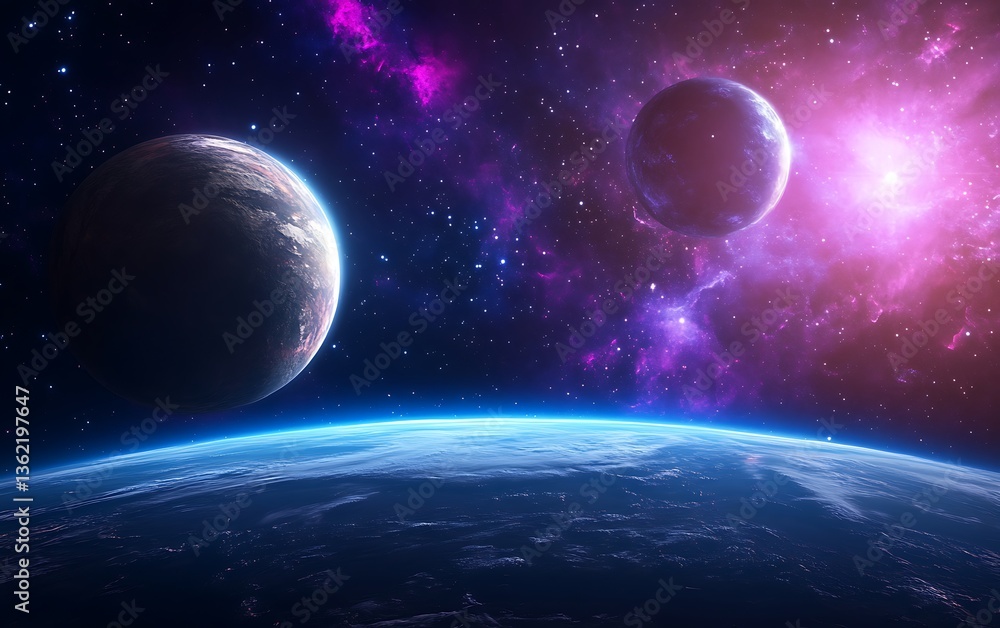 Obraz premium Cosmic Planets Nebula View (1)