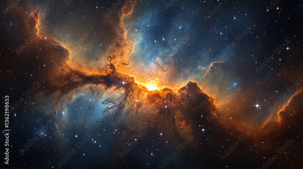 A breathtaking cosmic nebula of vibrant colors and distant stars A breathtaking cosmic nebula of vibrant colors and distant stars