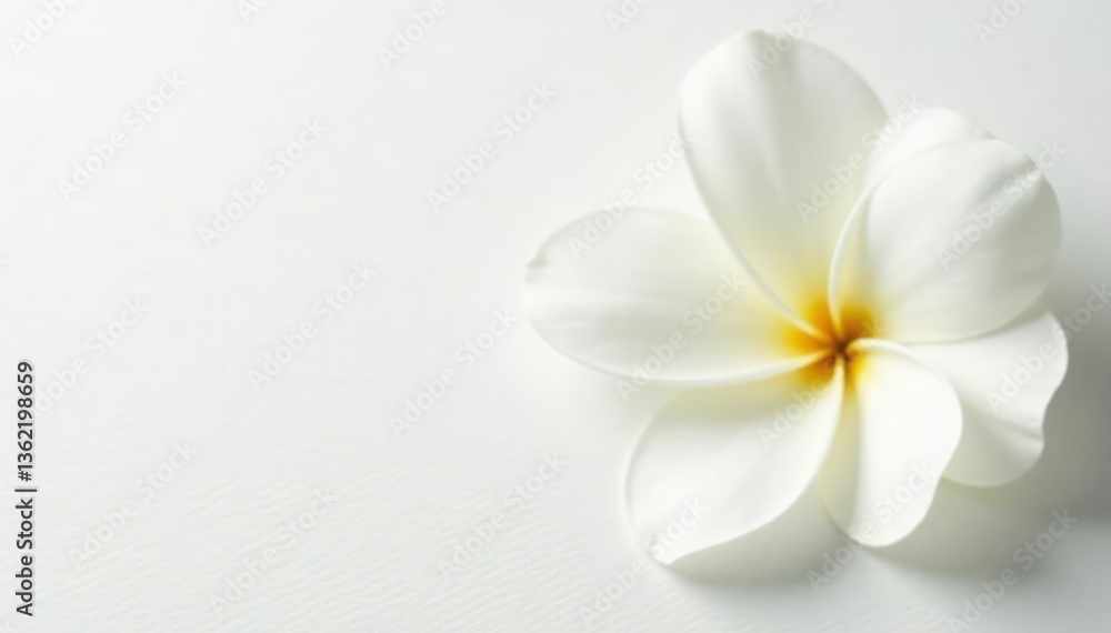 Fototapeta premium Close-up of pristine white flower petals against pure white backdrop, pure white, bright, white flower