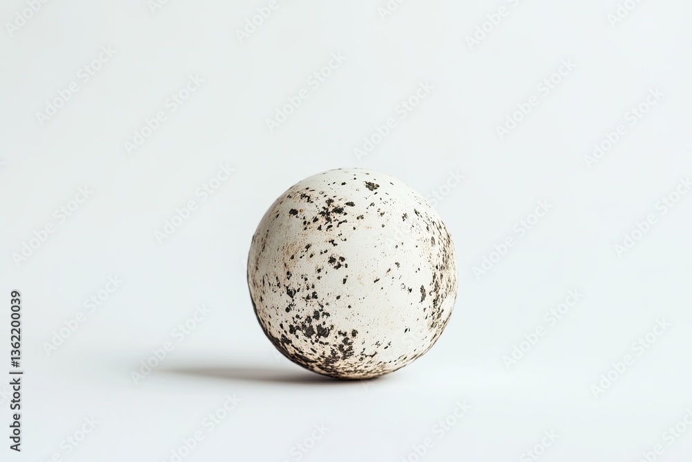 A single, speckled egg. Its surface displays dark spots A single, speckled egg. Its surface displays dark spots