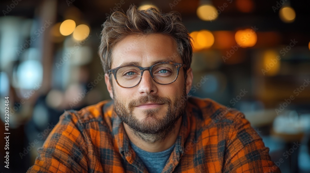 A smiling man with glasses and a plaid shirt is seen A smiling man with glasses and a plaid shirt is seen