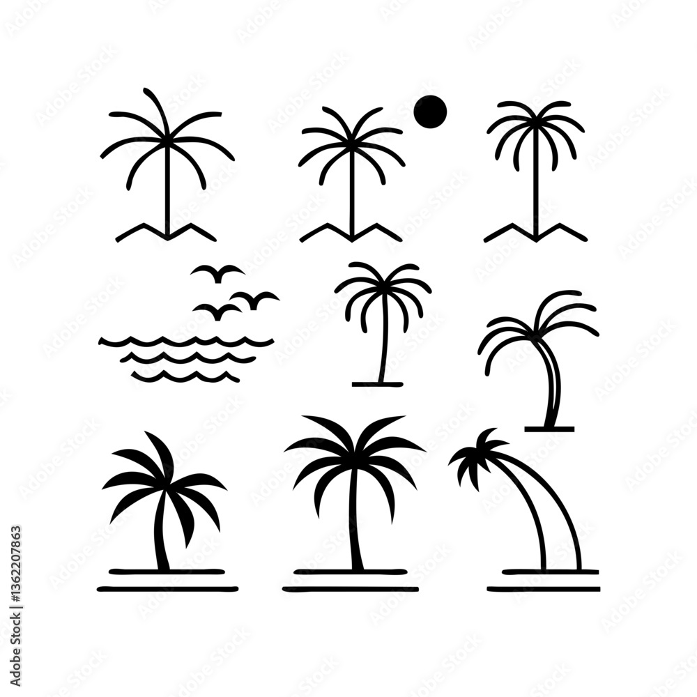 Fototapeta premium Palm Tree Icons Vector